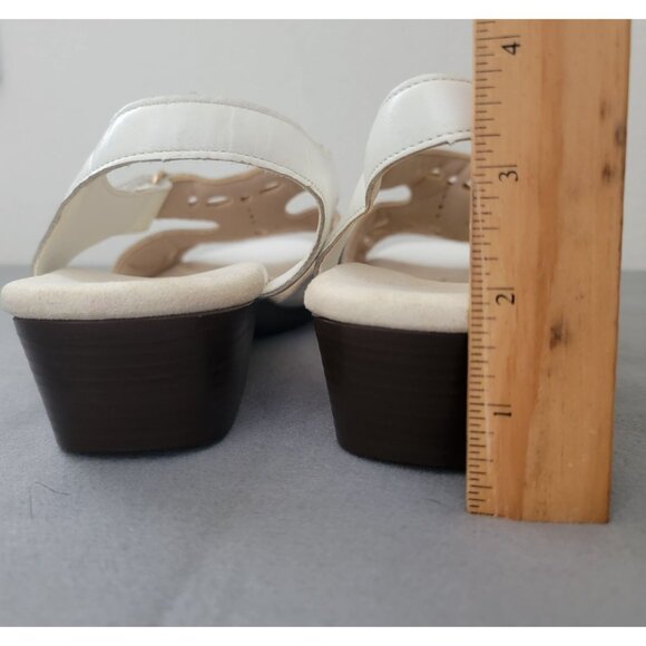 SAS White Sunburst Heel Strap Sandal Women's Sz 9.5 WW - USA Made Retail $149 - Picture 8 of 11